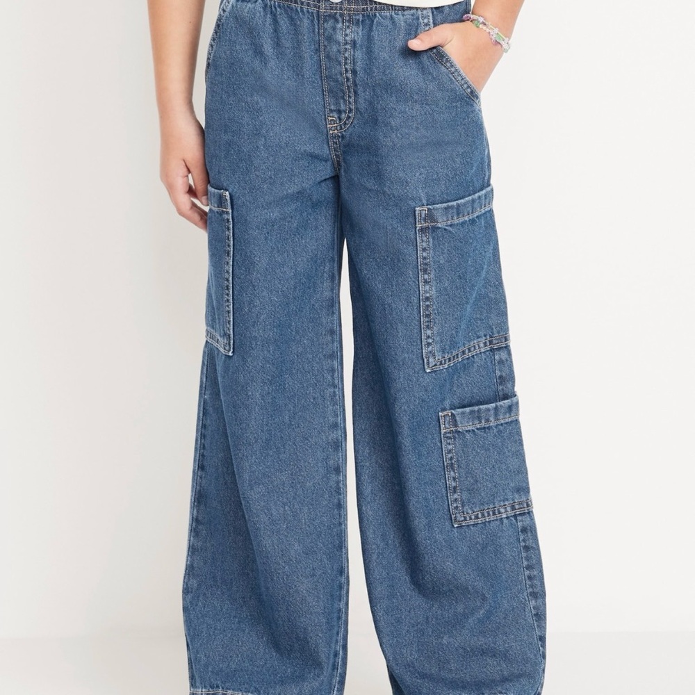 Old Navy Girl  Wide-Leg Cargo Jeans L 10-12